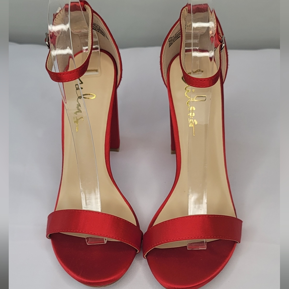 Lulu's Red Taylor Satin Heeled Sandals